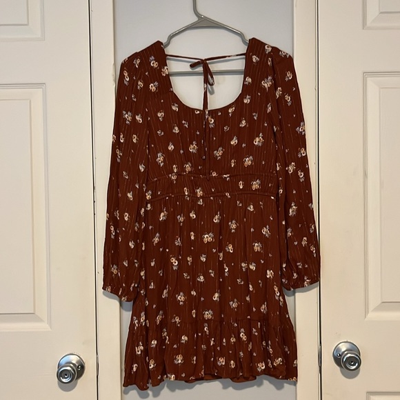 Burnt Orange, Long Sleeved Mini Dress - Picture 2 of 2